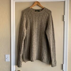 Eddie Bauer Heritage Men's Chunky Knit Wool Fisherman Sweater Sz.LT Neutral